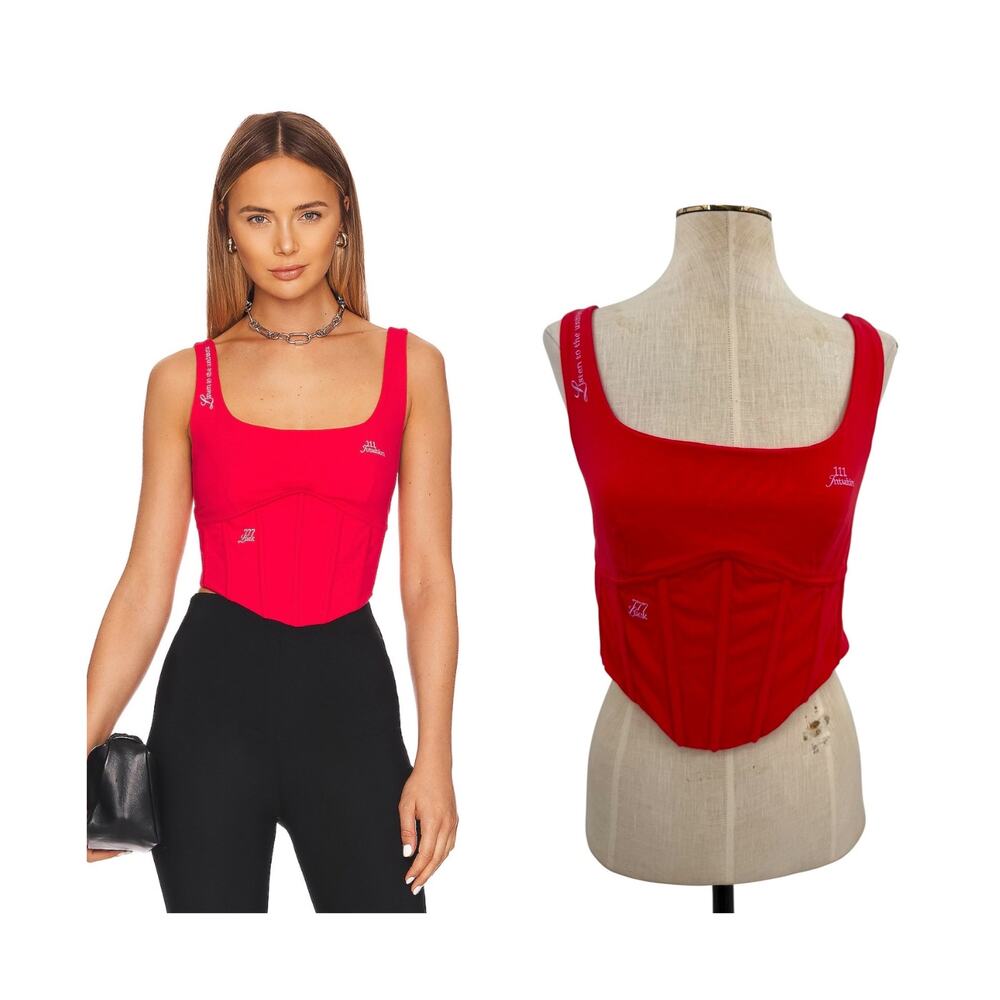 The Mayfair Group‎ Language of the Universe Corset Ember Red Graphic Top S/M